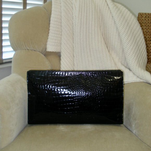 Fendi Handbags - VTG Auth. FENDI Italy Genuine Crocodile Embossed Leather Large Clutch Bag